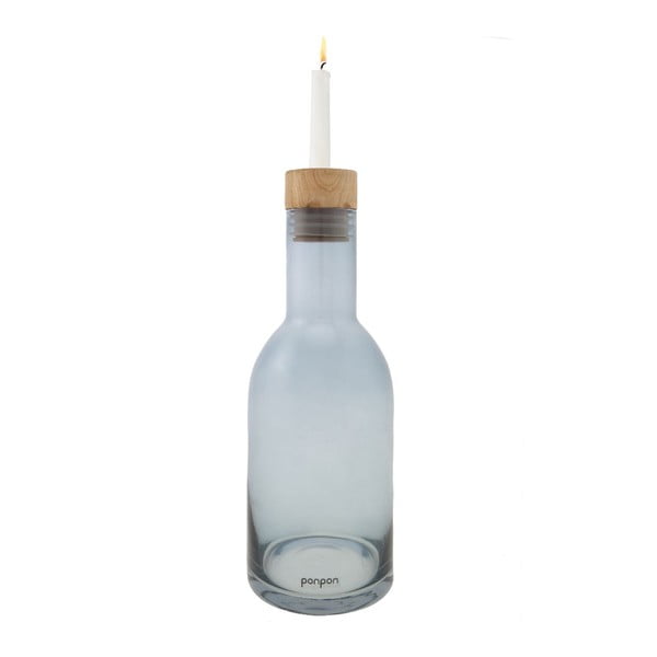 Váza/svícen Bottle 30,5 cm, modrá