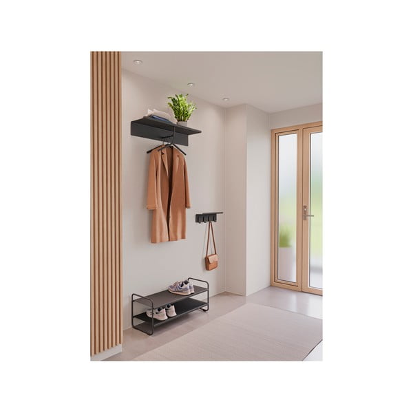 Черна стоманена стенна закачалка с рафт 11,5 cm A-Hallway – Zone-image-2