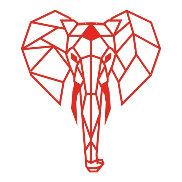 Červená kovová nástěnná dekorace Elephant, 45 x 53 cm