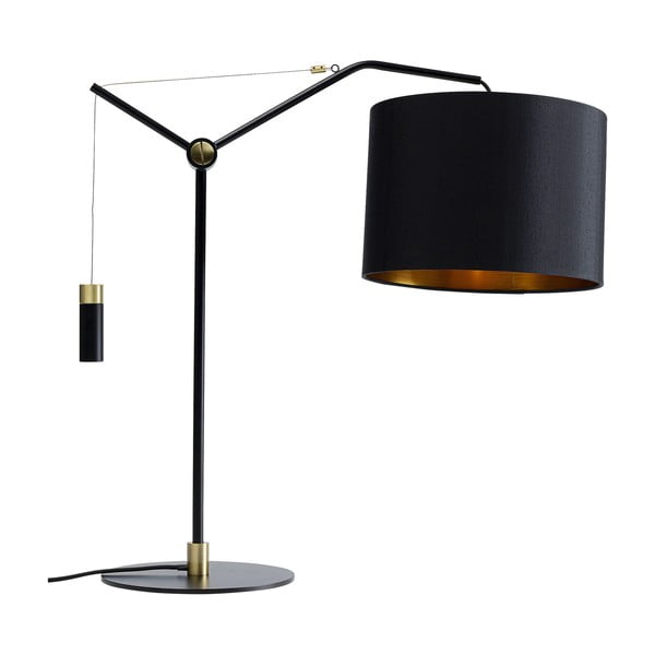 Черна настолна лампа с текстилен абажур (височина 55 cm) Salotto - Kare Design