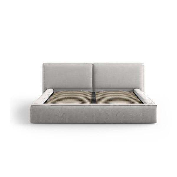 Светлосиво тапицирано двойно легло с място за съхранение и решетка 140x200 cm Arendal - Cosmopolitan Design-image-2