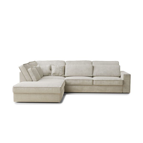 Сиво-бежов шенилов ъглов диван (ляв ъгъл/L форма) Kirou – Maison de Rêve