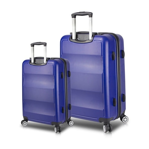 Комплект от 2 сини пътнически куфара на колелца с USB портове My Valice LASSO Cabin & Large - Myvalice