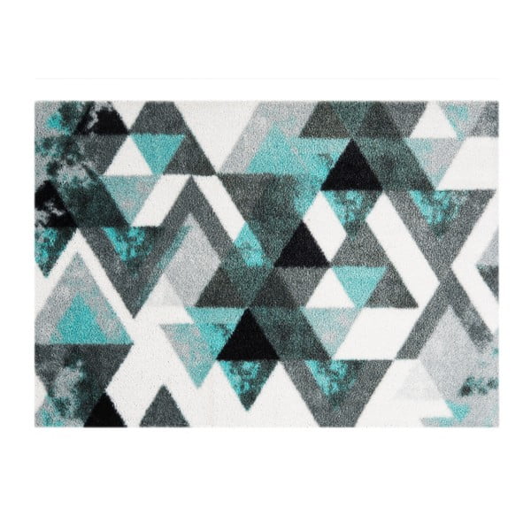 Šedo-tyrkysová rohožka Mint Rugs StateMat Triangle, 50 x 75 cm