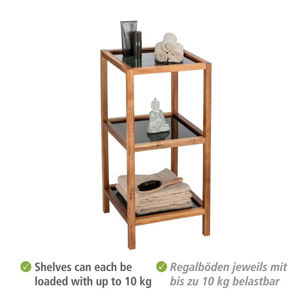 Стъклен рафт за баня в черен и естествен цвят 36x79 cm Fondi - Wenko-image-3