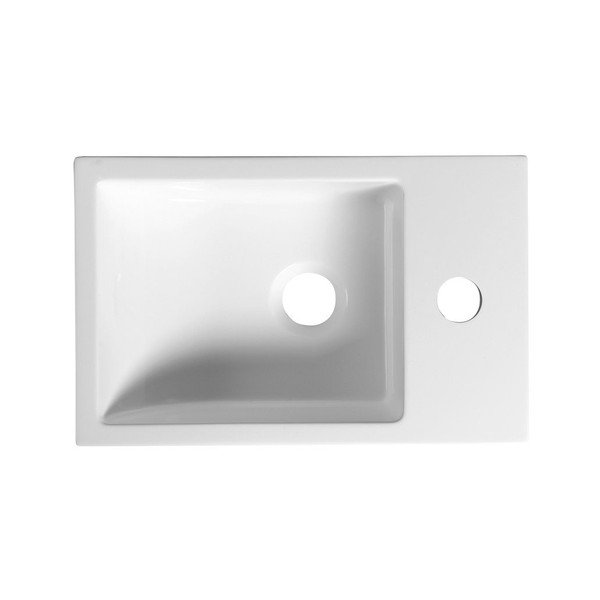 Бял малък умивалник от лят мрамор, дясна страна Alabama - Sapho-image-2