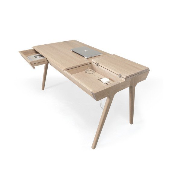 Pracovní stůl z dubového dřeva s úložným prostorem Wewood - Portuguese Joinery Metis-image-1