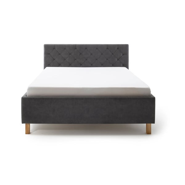 Тъмносиво двойно легло 180x200 cm тапицирано с място за съхранение с включена подматрачна рамка San Remo – Meise Möbel-image-2