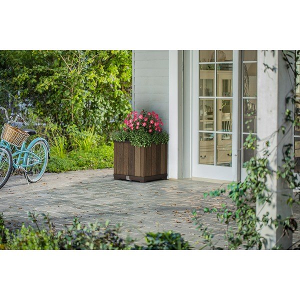 Пластмасова самополиваща се саксия за цветя Deco Square – Keter-image-1