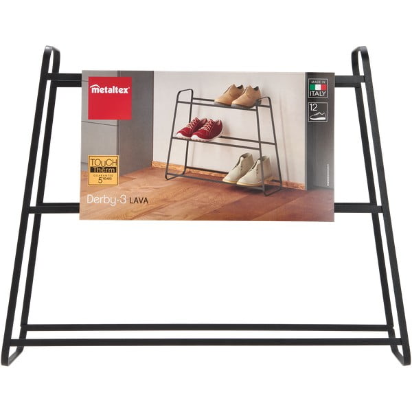 Черен триетажен шкаф за обувки Derby - Metaltex-image-2