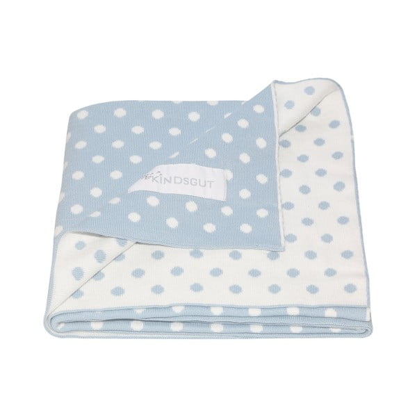 Синьо и бяло памучно бебешко одеяло Dots, 80 x 100 cm - Kindsgut