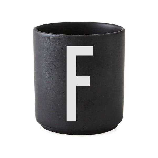 Черна порцеланова чаша Alphabet F, 250 ml A-Z - Design Letters
