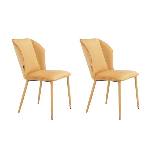 Жълти кадифени трапезни столове в комплект от 2 бр. Wilma – Støraa-image-4