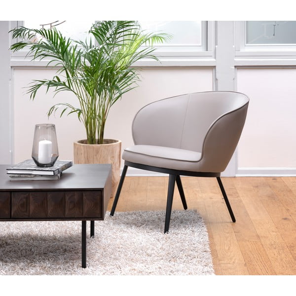 Сиво-бежово кресло от изкуствена кожа Gain – Unique Furniture-image-1