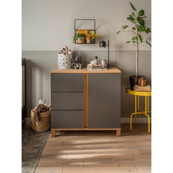 Сив скрин с чекмеджета , височина 85 cm Altitude - Vox-image-3