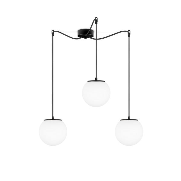 Черна висяща лампа с три рамена и бели абажури Tsuki, ⌀ 20 cm - Sotto Luce