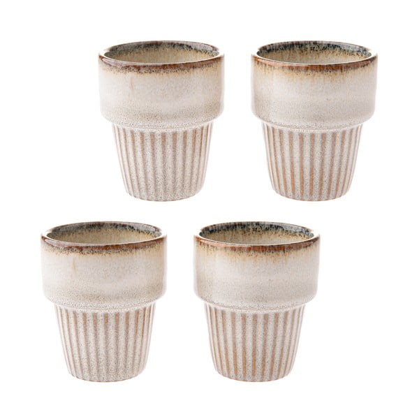 Кремави глинени чаши в комплект 4 бр. за еспресо 100 ml Tone – Dakls