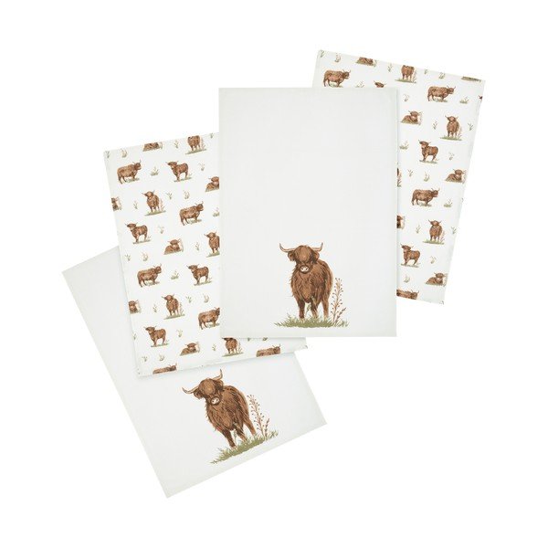 Памучни кърпи за съдове в комплект от 4 бр. 50x70 cm Angus Highland Cow – Catherine Lansfield