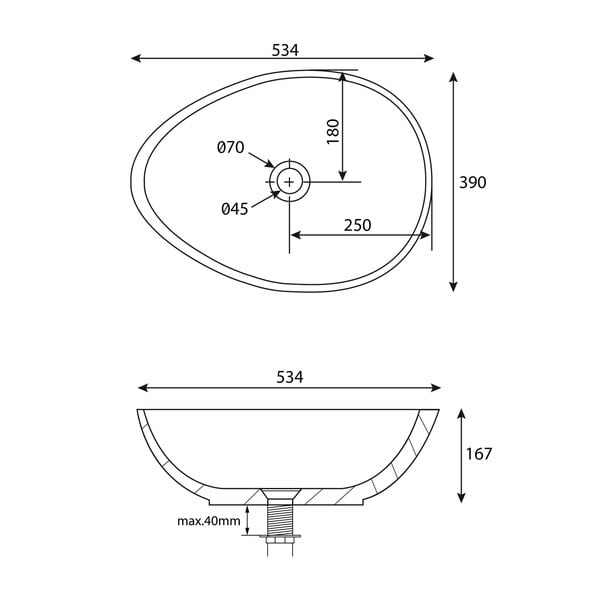 Тъмносива бетонна мивка 53x39 cm Punc – Sapho-image-3