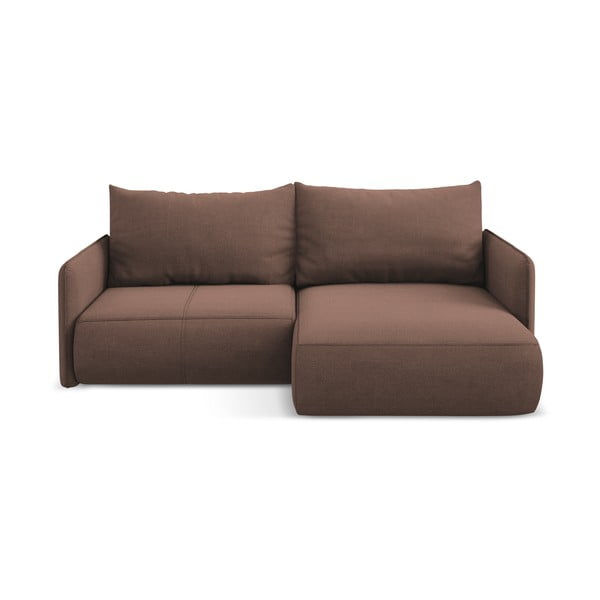 Розов разтегателен ъглов диван с място за съхранение (десен ъгъл) Nanea – Makamii