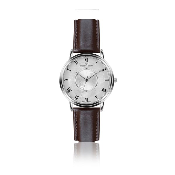 Pánské hodinky s tmavě hnědým páskem z pravé kůže Frederic Graff Silver Grand Combin Dark Brown Leather