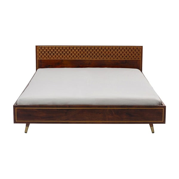 Двойно легло от мангово дърво в естествен цвят 180x200 cm Muskat - Kare Design