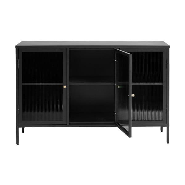 Черна метална витрина 132x85 cm Bronco - Unique Furniture-image-3