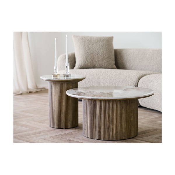 Кръгла странична масичка с плот от имитация на мрамор ø 45 cm Athens – House Nordic-image-2