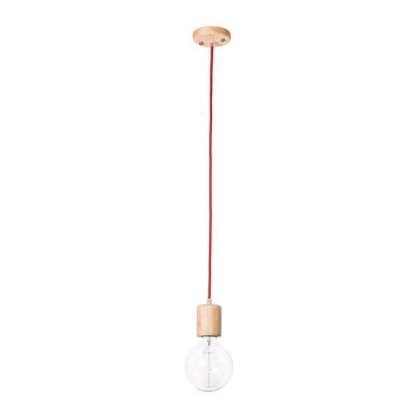 Висяща лампа с червен кабел Wood - SULION