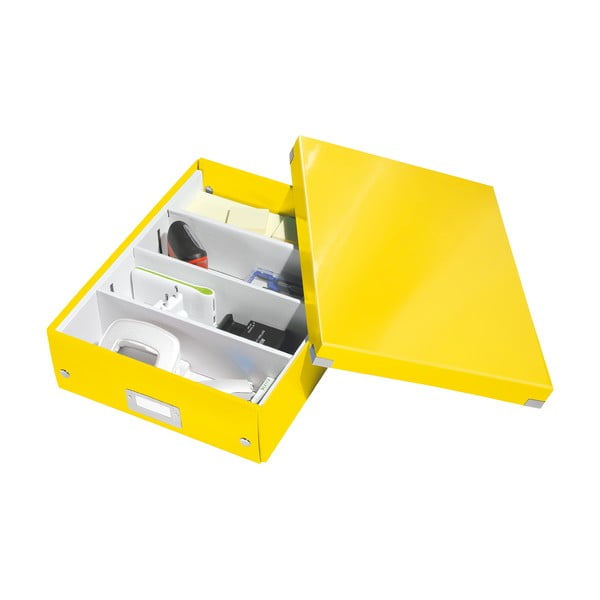 Жълта картонена кутия за съхранение с капак 28x37x10 cm Click&Store – Leitz