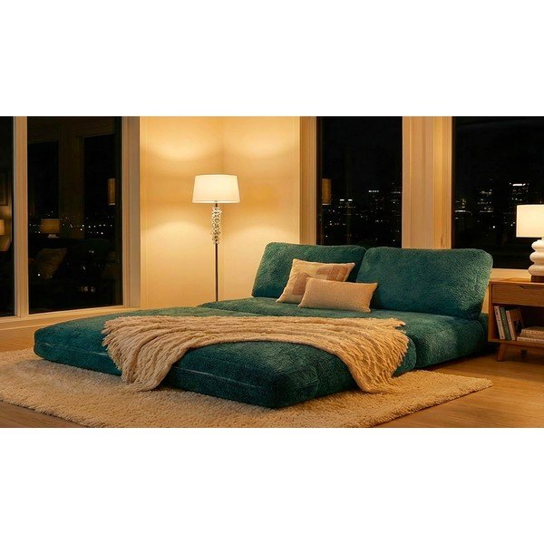 Тюркоазен сгъваем диван от букле 150 cm Faster – Mauro Ferretti-image-1