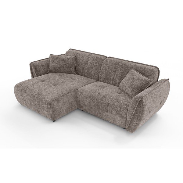 Кафяво-сив шенилов ъглов диван (ляв ъгъл) Nelia – Ropez-image-2