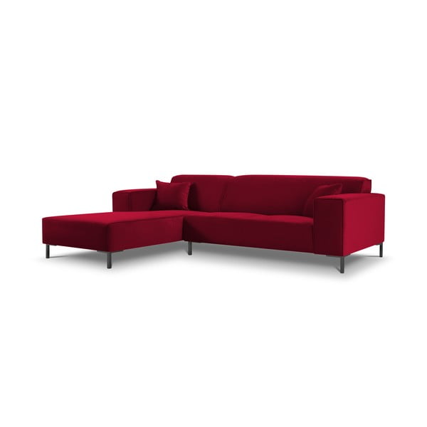 Ъглов диван от червено кадифе Siena, ляв ъгъл - Cosmopolitan Design