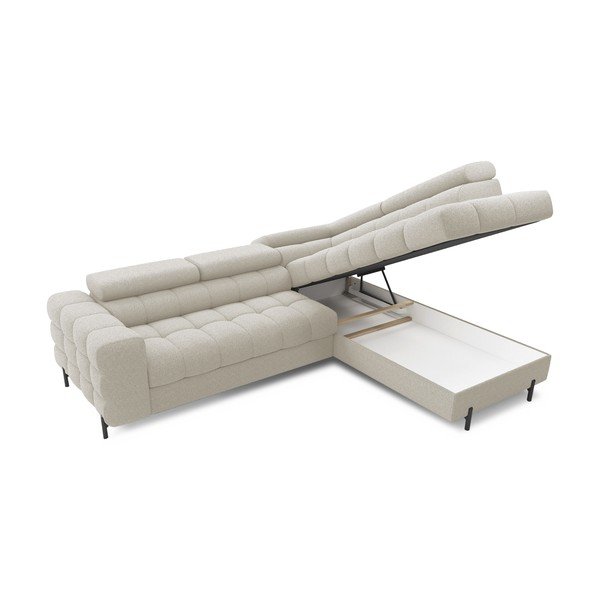 Кремав разтегателен ъглов диван с място за съхранение от букле (десен ъгъл L форма) Ferucce – ELTAP-image-4