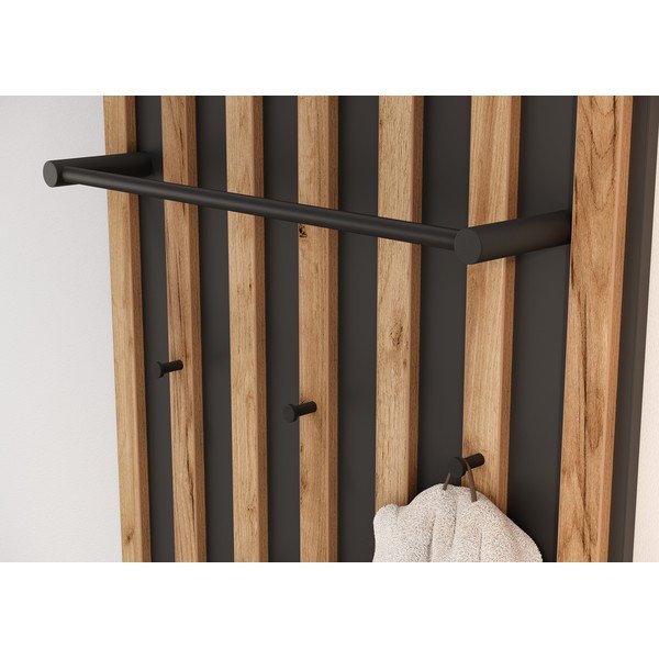 Панел за окачване от декор от дъб в антрацитен и естествен цвят 64x148x14 cm Renell – Germania-image-3