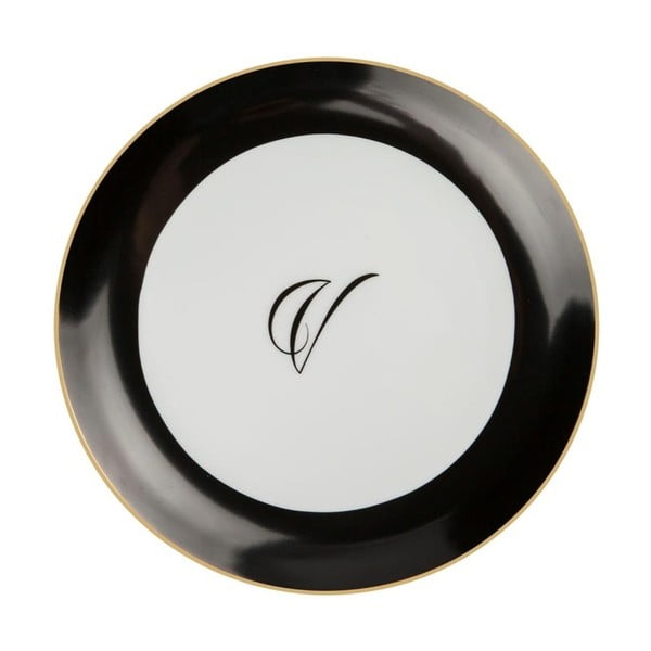 Černobílý porcelánový talíř Vivas Suply, Ø 28 cm
