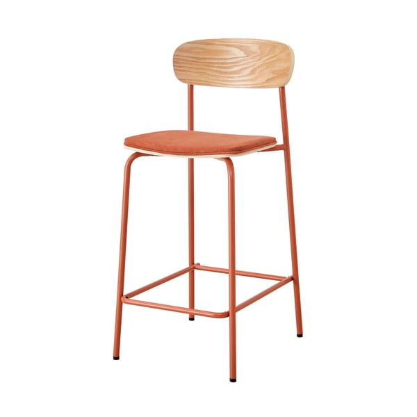 Бар столове в комплект от 2 броя в червен и естествен цвят (височина на седалката 66 см) Adriana - Marckeric-image-2
