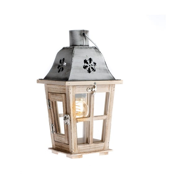 Дървен фенер с LED осветление Снежинка - Dakls