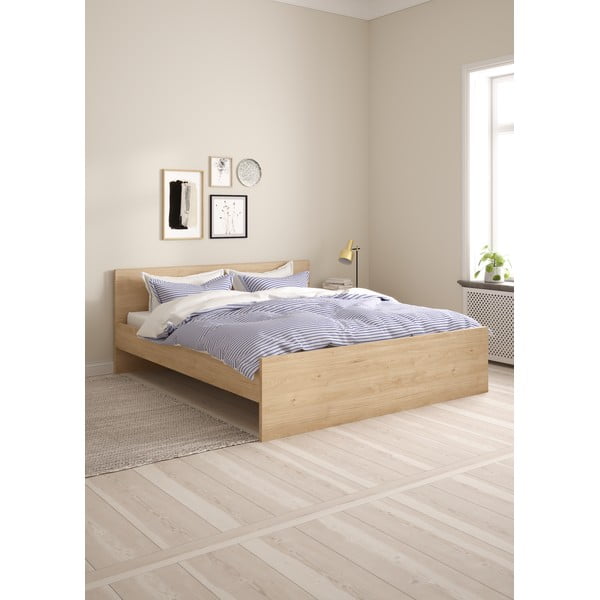 Двойно легло от дъбов декор  без ламелно дъно в естествен цвят 180x200 cm Naia – Tvilum-image-1