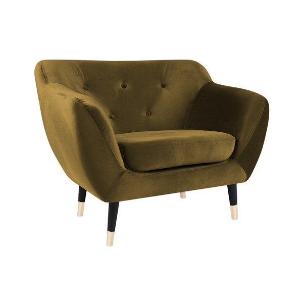 Горчичножълт фотьойл с черни крачета Mazzini Sofas Amelie-image-2