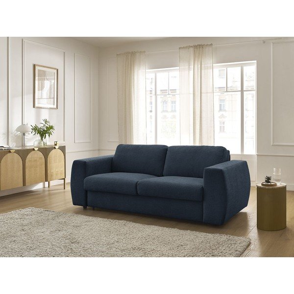 Тъмносин шенилов диван за ежедневно спане/сгъваем 220 cm Hugo – Bobochic Paris-image-1