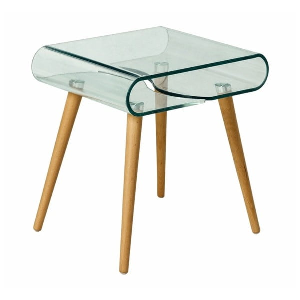 Skleněný odkládací stolek s nohami z bukového dřeva Evergreen House Esidra
