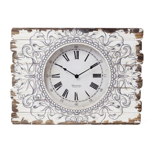 Кафяво-бял часовник с шарка , 54 x 50 cm - Ego Dekor
