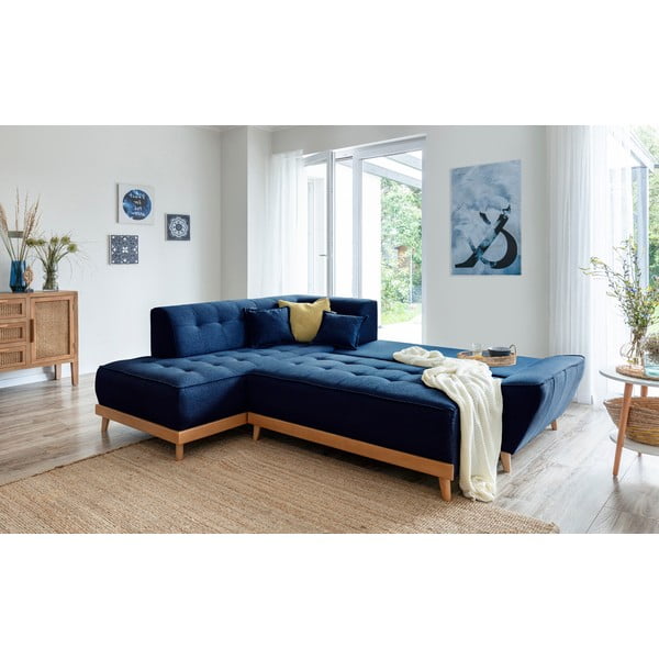 Морскосин ъглов разтегателен диван ляв ъгъл, Dazzling Daisy - Miuform-image-4