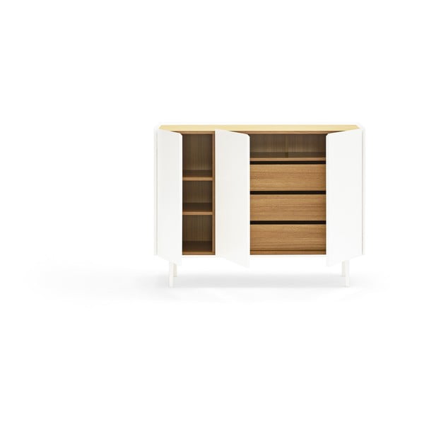 Бял нисък скрин от декор от дъб  110x85 cm Arista – Teulat-image-4