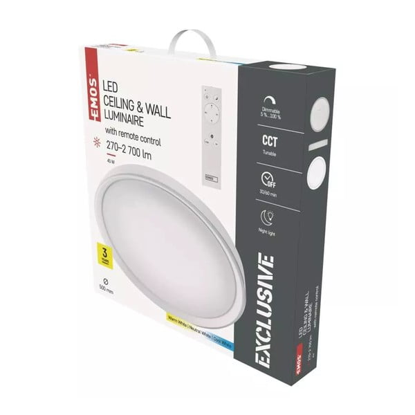 Бяло LED осветление за таван с дистанционно управление Ilvi - EMOS-image-1