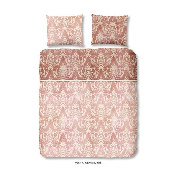 Спално бельо за едно легло от памучен сатен, розово, 155 x 200 cm - Descanso