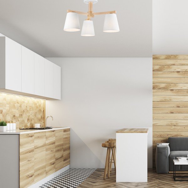 Бяла лампа за таван с текстилен абажур ø 15 cm Ellie - LAMKUR-image-1