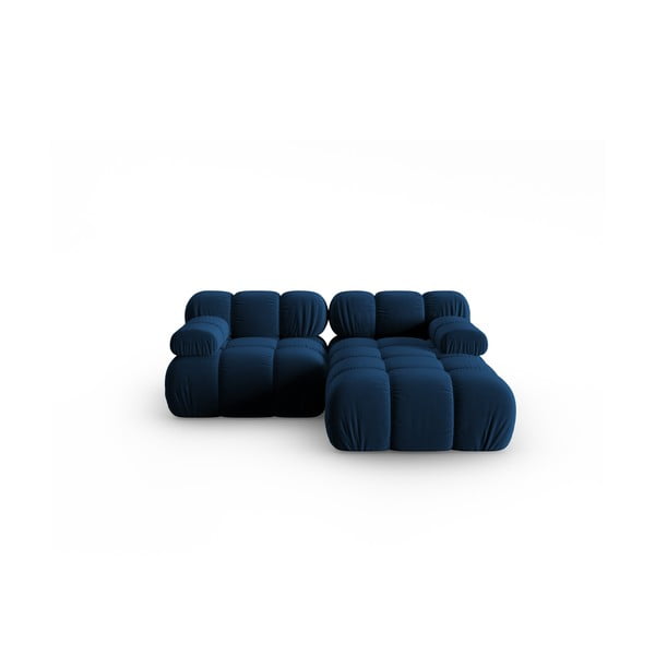 Ъглов диван от синьо кадифе (десен ъгъл) Bellis - Micadoni Home