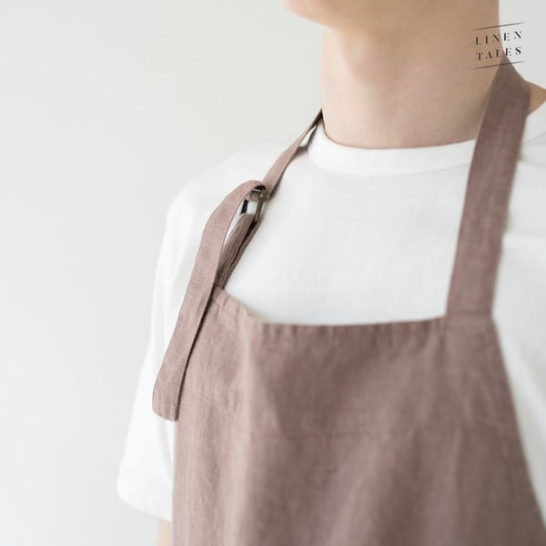 Стара лилава ленена престилка, дължина 100 cm Chef - Linen Tales-image-1